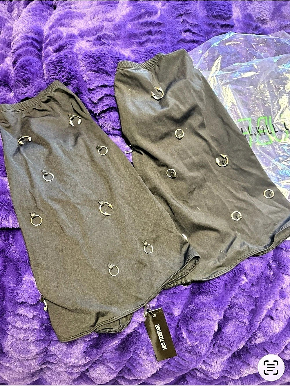 Dolls Kill Black pierced Ring Detail leg warmers NWT